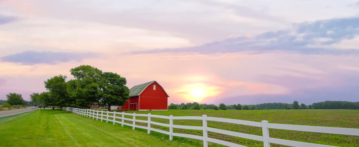 Barn on a piece of land