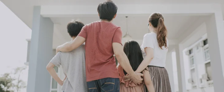 Family at new home