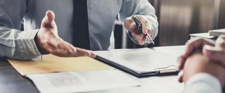 Client meeting with business succession attorney